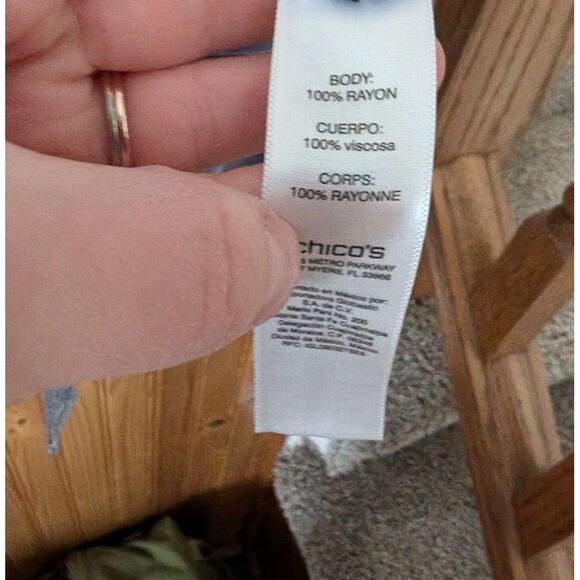 Chico's Blue Striped Button Down Roll Tab Sleeve Top Size XL - Picture 2 of 7